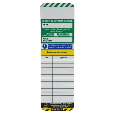 Brady Black on Green, White, Yellow Safety Ladder Tag, French Language, 10 per Pack