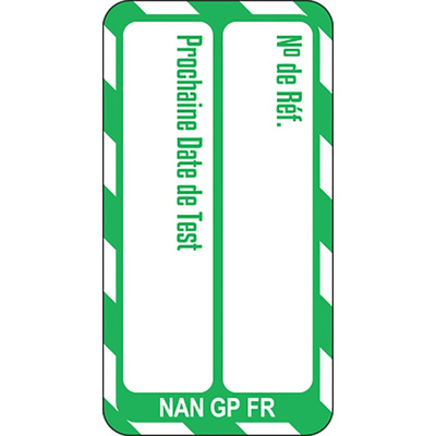 Brady White on Green Safety Inspection Tag, French Language, 20 per Pack