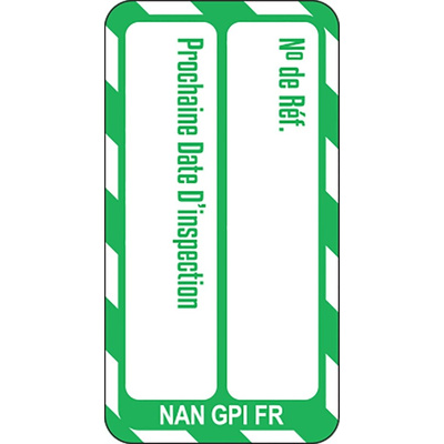 Brady White on Green Safety Inspection Tag, French Language, 20 per Pack