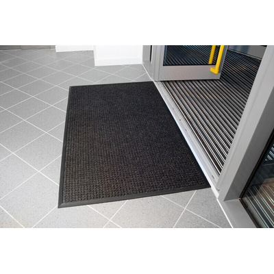 RS PRO Anti-Slip, Door Mat, Carpet, Indoor Use, Black, 0.6m 0.9m 7mm