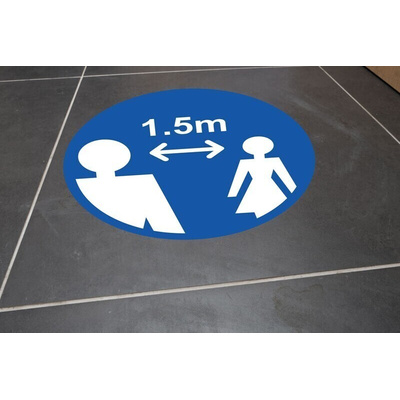 RS PRO Vinyl Social Distancing 1.5m Apart Floor Sign, Self-Adhesive 400mm