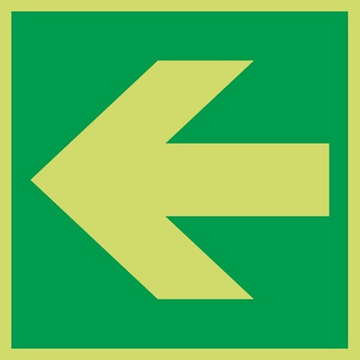 Plastic FIRE EXIT, Nite-Glo Left Arrow Exit Sign