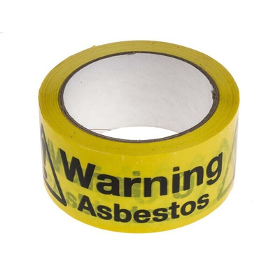 RS PRO Black/Yellow Vinyl Safety Labels, Warning Asbestos-Text 33 m x 50mm