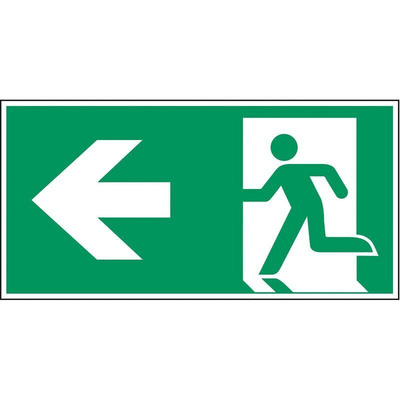 Polyester Emergency Exit Left, None,  With Pictogram Only, Exit Sign