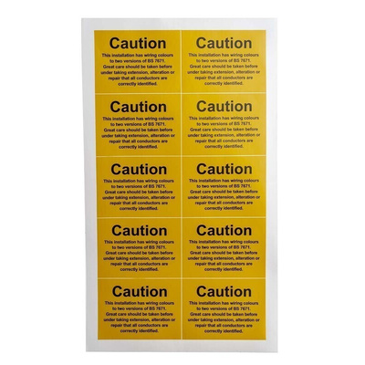 RS PRO Black/Yellow Vinyl Safety Labels, alteration or repair that all conductors are correctly identified., Caution