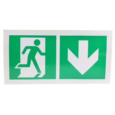 Vinyl Emergency Exit Down With Pictogram Only, Non-Illuminated Emergency Exit Sign