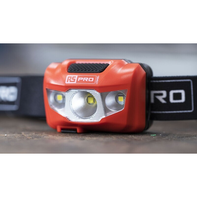 RS PRO LED Head Torch 250 lm, 66 m Range