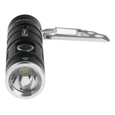 RS PRO LED Pocket Torch Black - Rechargeable 600 lm, 94.5 mm