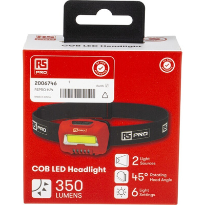 RS PRO COB LED Head Torch 350 lm