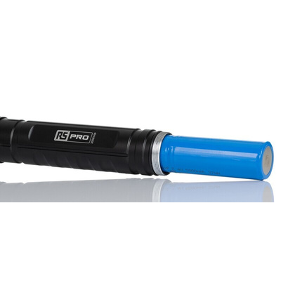 RS PRO LED Torch Black, Red - Rechargeable 6000 lm, 266 mm