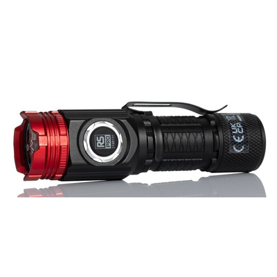 RS PRO LED Torch Black, Red - Rechargeable 1500 lm, 105 mm