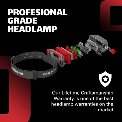 Observer Tools LED Head Torch For Hard Hats 450 lm, 150 m Range