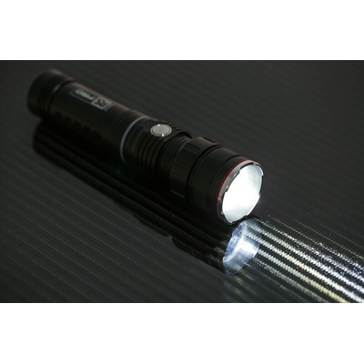 RS PRO LED Torch Black - Rechargeable 550 lm, 174 to 227 mm