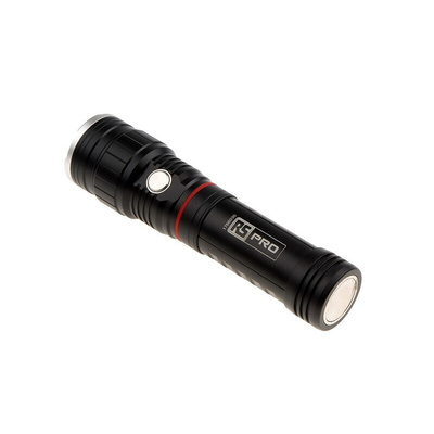 RS PRO LED Torch Black - Rechargeable 550 lm, 174 to 227 mm