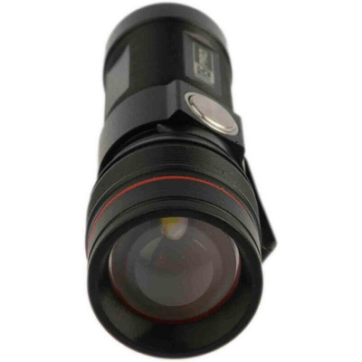 RS PRO LED Pocket Torch Black - Rechargeable 300 lm, 93 mm