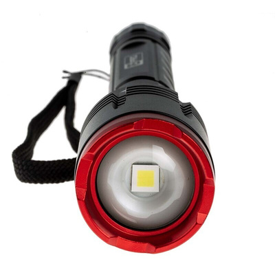 RS PRO F22R LED Torch Black, Red - Rechargeable 3200 lm, 242 mm