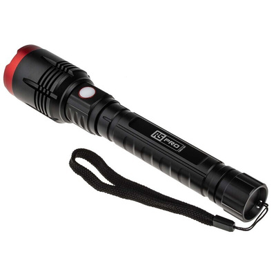 RS PRO F22R LED Torch Black, Red - Rechargeable 3200 lm, 242 mm