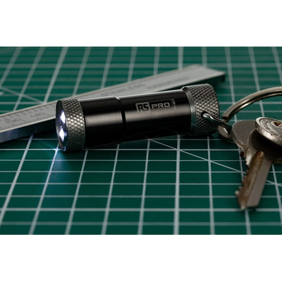 RS PRO LED Keyring Torch Black 10 lm, 53 mm
