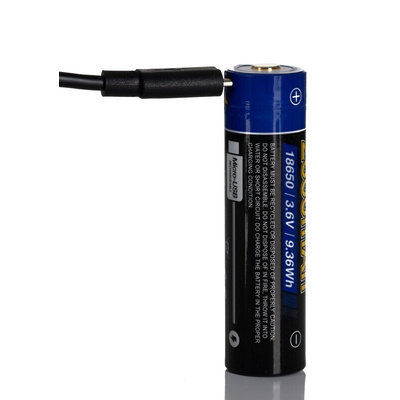 RS PRO LED Torch Black - Rechargeable 1200 lm