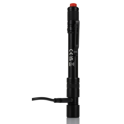 RS PRO LED Pen Torch Black - Rechargeable 375 lm, 152 mm