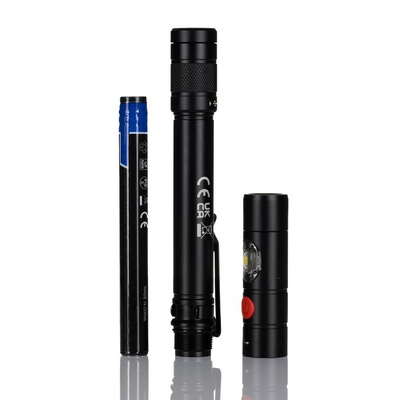 RS PRO LED Pen Torch Black - Rechargeable 375 lm, 160 mm