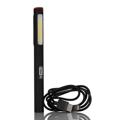 RS PRO LED Pen Torch Black - Rechargeable 315 lm, 170 mm