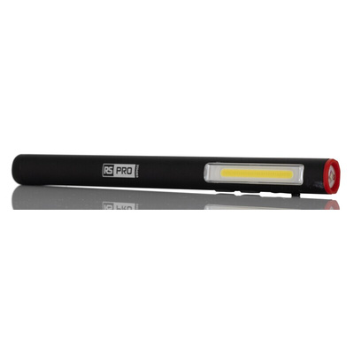 RS PRO LED Pen Torch Black - Rechargeable 315 lm, 170 mm