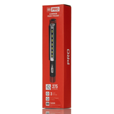 RS PRO LED Pen Torch Black 275 lm, 154 mm