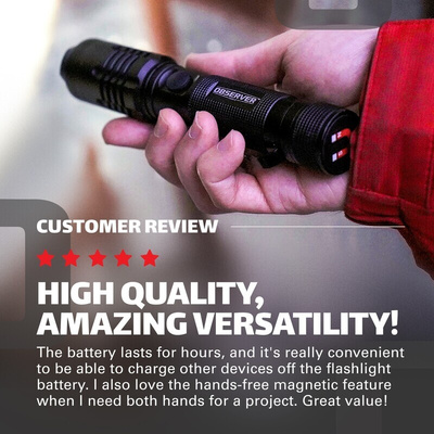 Observer Tools FL1000-B LED Torch Blue - Rechargeable 1200 lm, 174 mm
