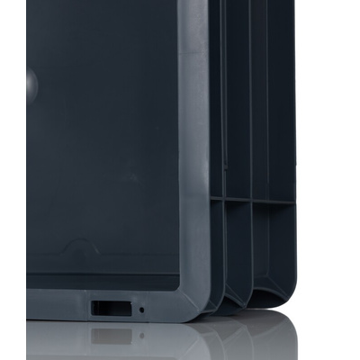 RS PRO 15L Grey PP Small Euro Containers, 170mm x 300mm x 400mm