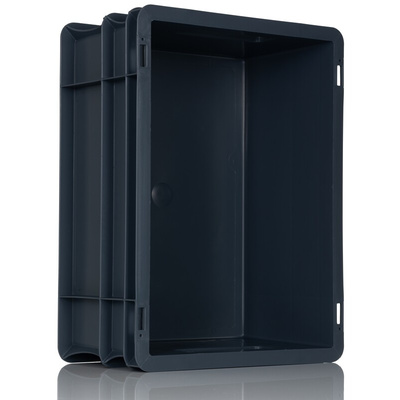 RS PRO 15L Grey PP Small Euro Containers, 170mm x 300mm x 400mm