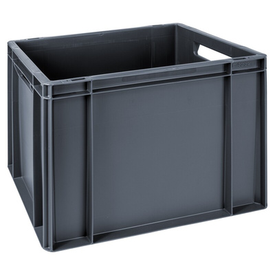 RS PRO 30L Grey PP Medium Euro Containers, 325mm x 300mm x 400mm