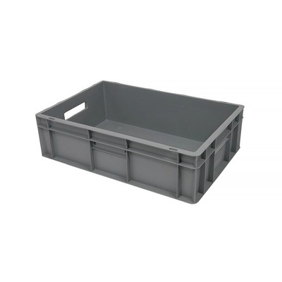 RS PRO 30L Grey PP Medium Euro Containers, 170mm x 400mm x 600mm