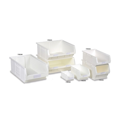 RS PRO 4.6L White PP Semi-open Fronted Container, 132mm x 240mm x 150mm