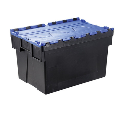 RS PRO 56L Blue PP Attached Lid Container, 600mm x 400mm x 310mm