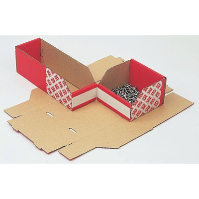 RS PRO Cardboard Storage Bin, 100mm x 75mm, Red