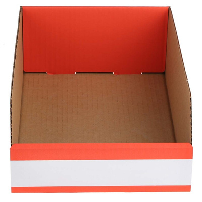 RS PRO Cardboard Storage Bin, 100mm x 200mm, Red