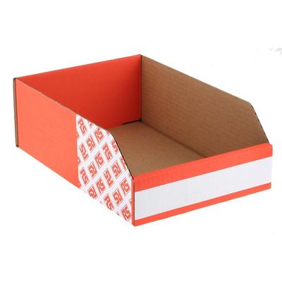 RS PRO Cardboard Storage Bin, 100mm x 200mm, Red