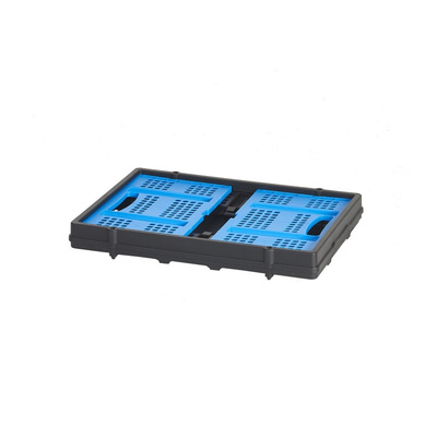 RS PRO Black, Blue Plastic Folding Crate, 260mm x 400mm x 560mm