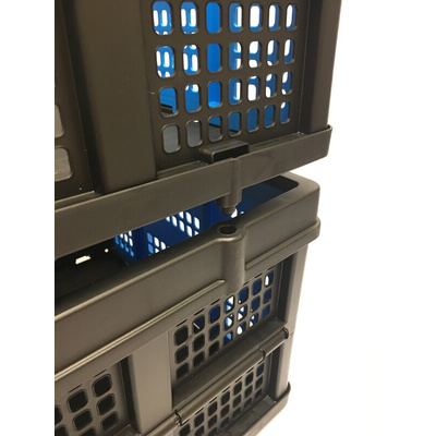 RS PRO Black, Blue Plastic Folding Crate, 260mm x 400mm x 560mm