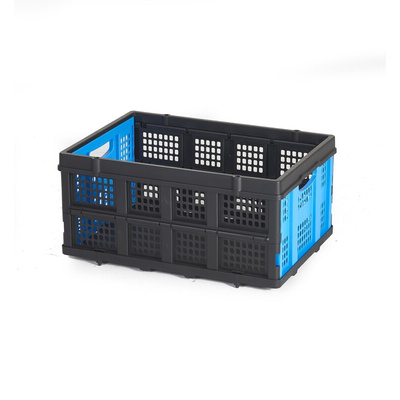 RS PRO Black, Blue Plastic Folding Crate, 260mm x 400mm x 560mm