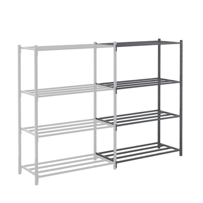 Manorga RAL 7024 4 Shelf Sheet Steel Modular Shelving Extension Bay, 2000mm x 1010mm, 800mm, 500kg Load