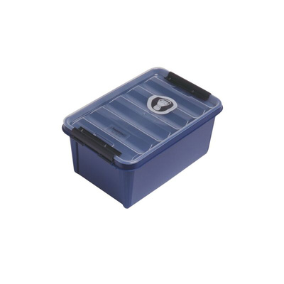 8L Black, Blue Polypropylene Large Storage Box, 225mm x 160mm