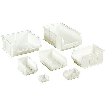 RS PRO PP Storage Bin, 130mm x 205mm, White