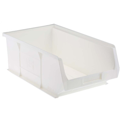 RS PRO PP Storage Bin, 130mm x 205mm, White