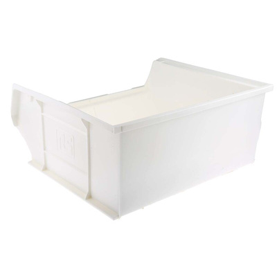 RS PRO PP Storage Bin, 180mm x 419mm, White