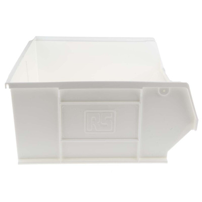 RS PRO PP Storage Bin, 180mm x 419mm, White