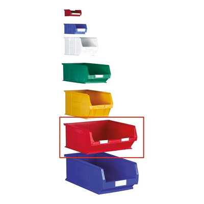 RS PRO PP Storage Bin, 180mm x 419mm, Red