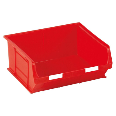 RS PRO PP Storage Bin, 180mm x 419mm, Red