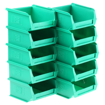 RS PRO PP Storage Bin, 50mm x 100mm, Green